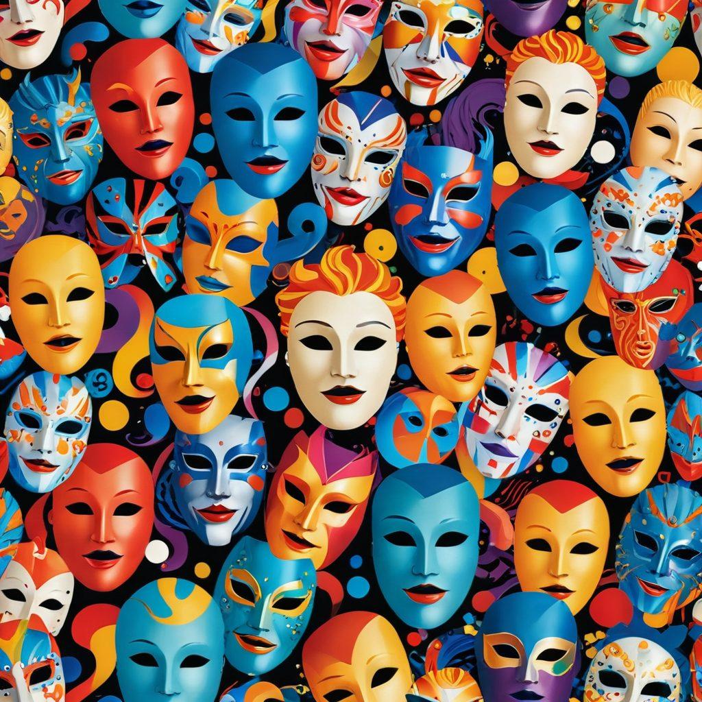 A dynamic collage showcasing a vibrant theater stage transitioning into a cinematic screen, filled with iconic elements from live performances and movies. Include enthusiastic audiences, spotlights, and film reels blending together, encapsulating the essence of entertainment evolution. The background should feature colorful abstract shapes to evoke excitement. super-realistic. vibrant colors.